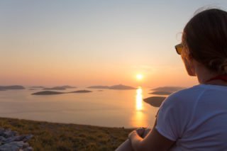 voyageuse, voyage, sunset, traveler